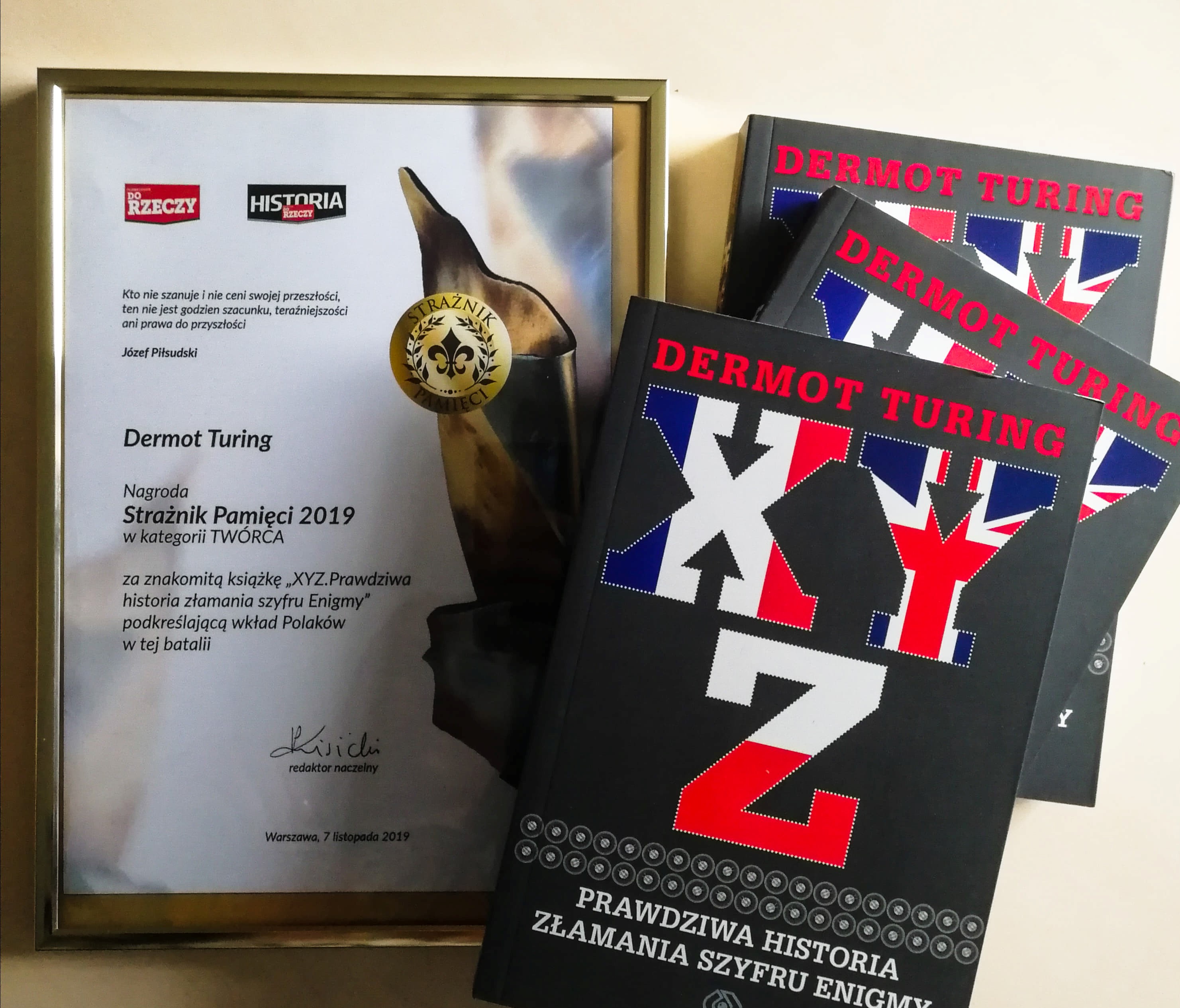 Dermot Turing otrzymał nagrodę "Strażnika Pamięci 2019" w kategorii "twórca"